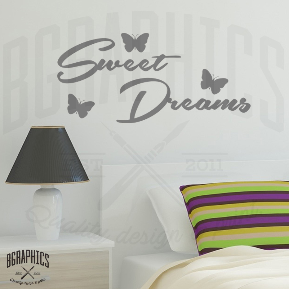 Sweet Dreams With Butterflies Bedroom Wall Art Quote